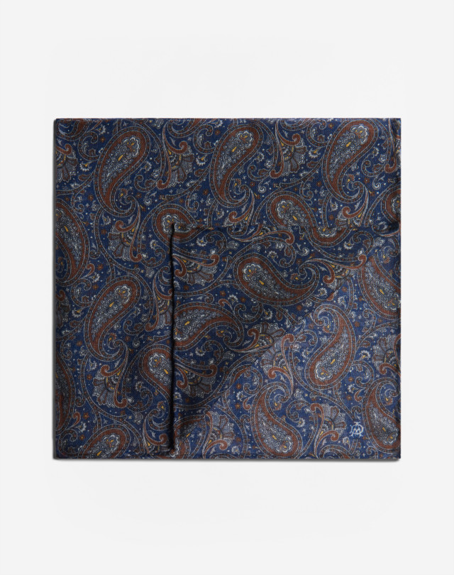 DUNHILL Wool Silk Paisley Printed Neckerchief Neckerchiefs Man f
