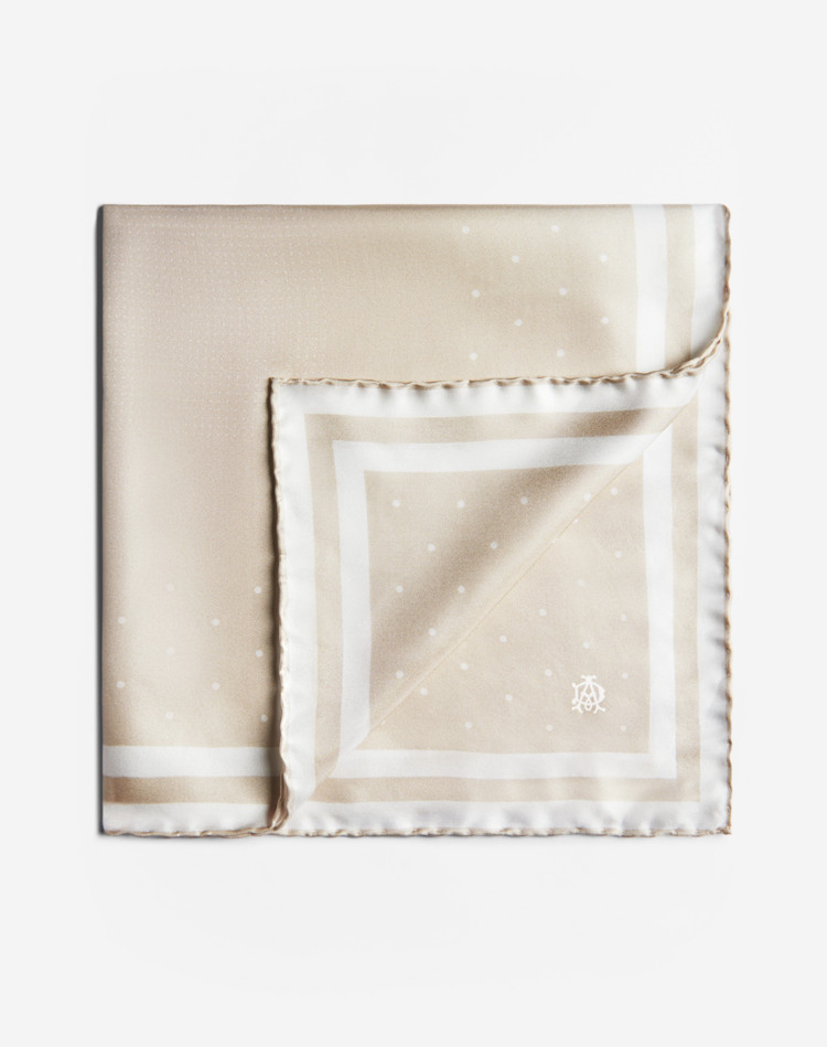 DUNHILL Pocket square Man Silk Polka Dot Printed Neckerchief f