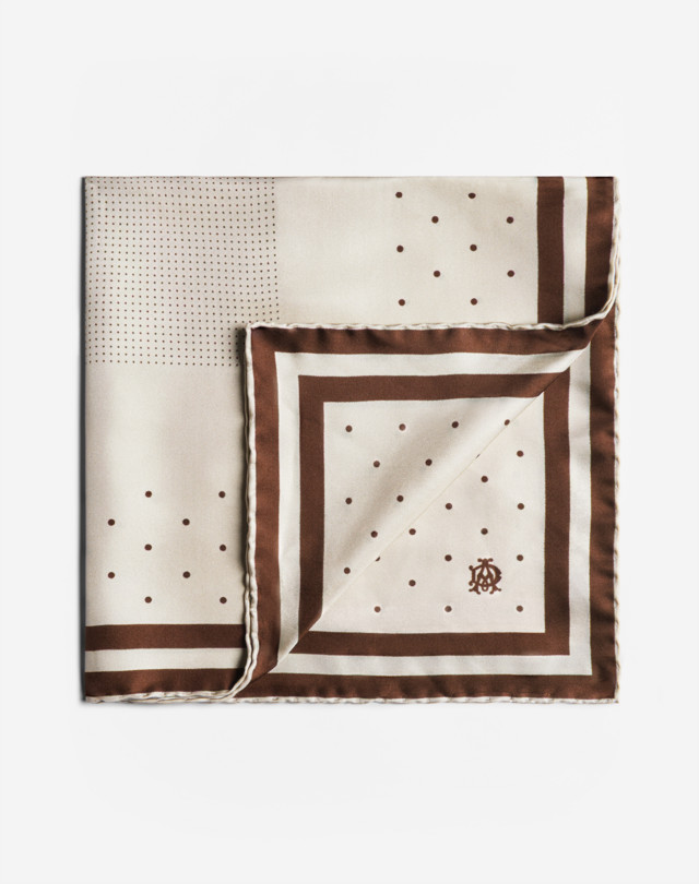 DUNHILL Silk Polka Dot Printed Neckerchief Neckerchiefs Man f