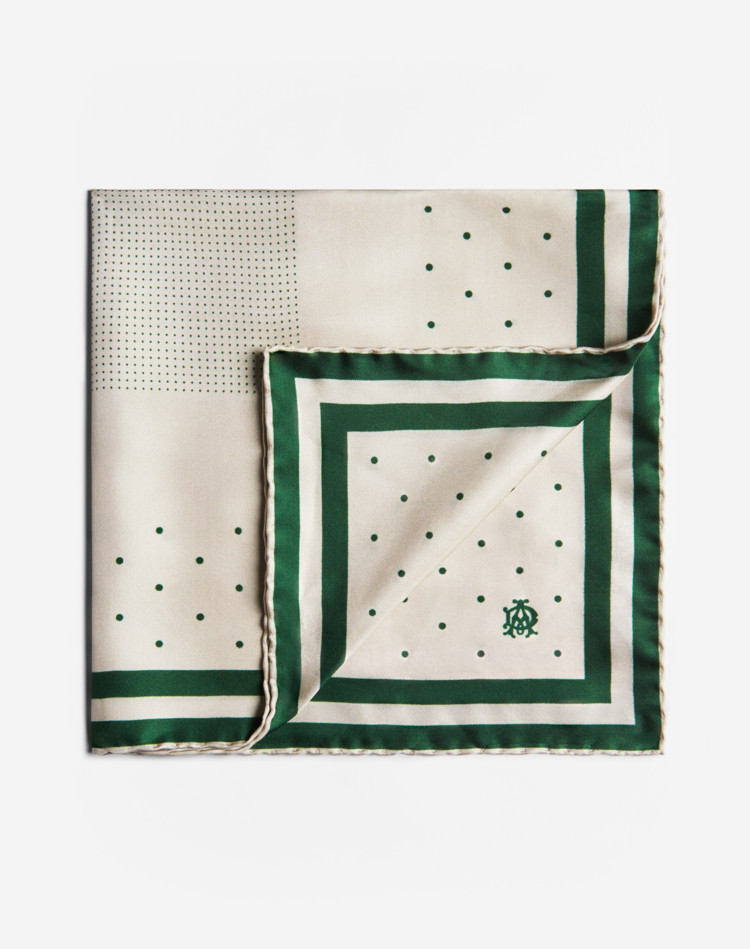 DUNHILL Pocket square Man Silk Polka Dot Printed Neckerchief f