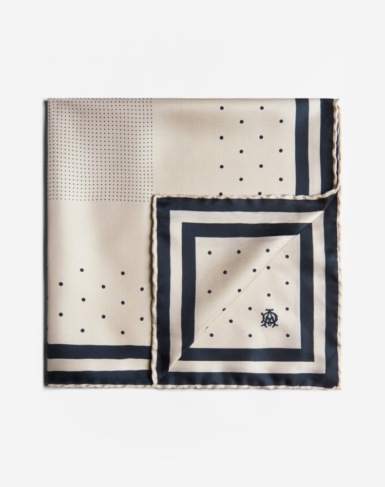 DUNHILL Pocket square Man Silk Polka Dot Printed Neckerchief f
