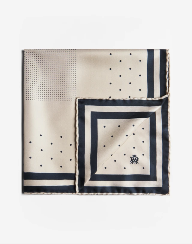 DUNHILL Silk Polka Dot Printed Neckerchief Neckerchiefs Man f