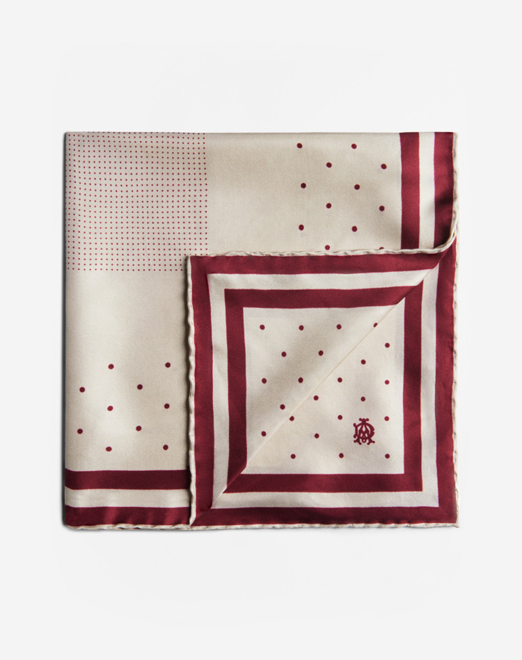 DUNHILL Pocket square Man Silk Polka Dot Printed Neckerchief f