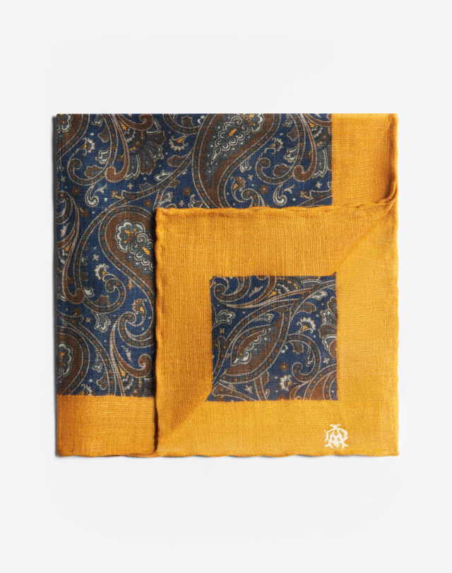 DUNHILL Cotton Paisley Printed Pocket Square Pocket square Man f