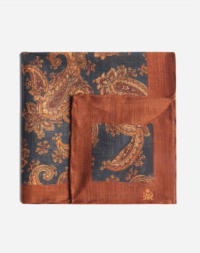 DUNHILL Cotton Paisley Printed Pocket Square Pocket square Man f