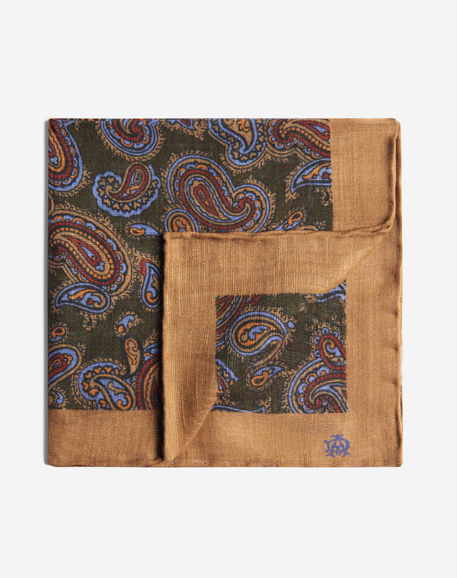 DUNHILL Cotton Paisley Printed Pocket Square Pocket square Man f