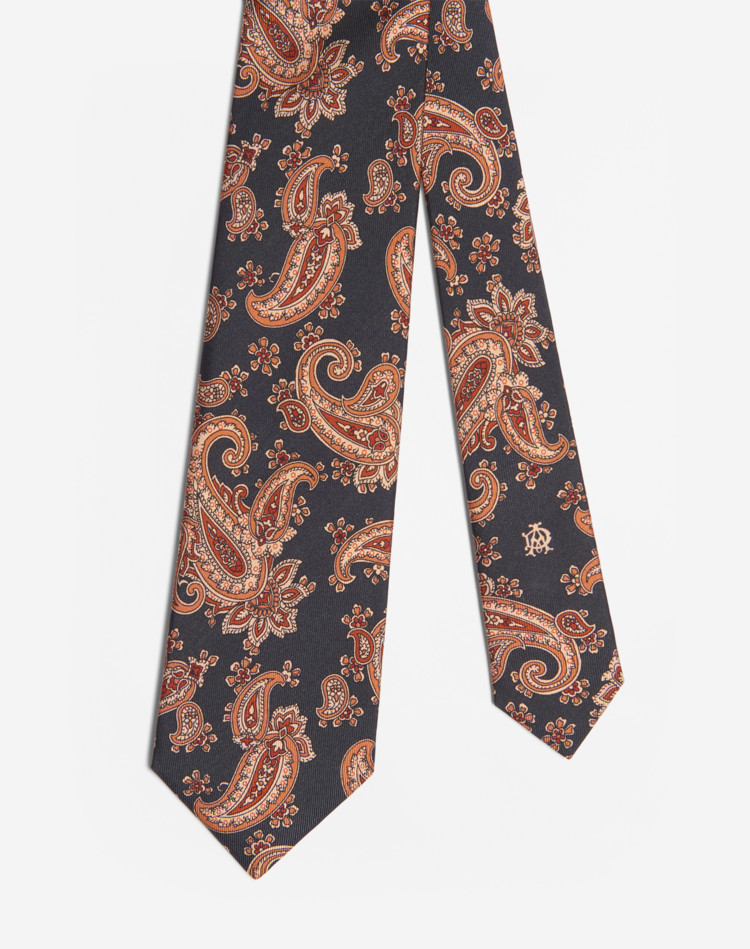 DUNHILL Tie Man Silk Paisley Printed Tie 8cm f