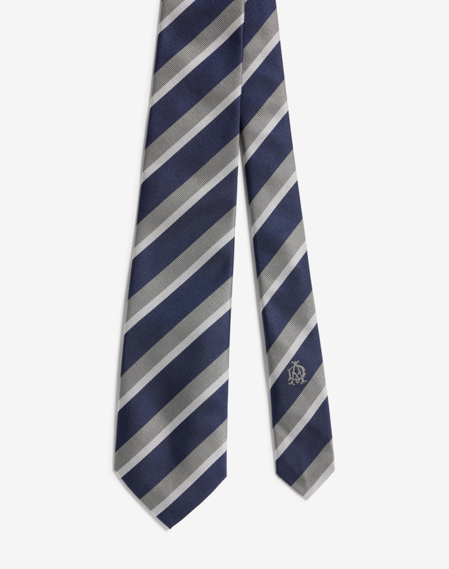 Men's Navy Silk Regimental Woven Tie 8cm | dunhill UK