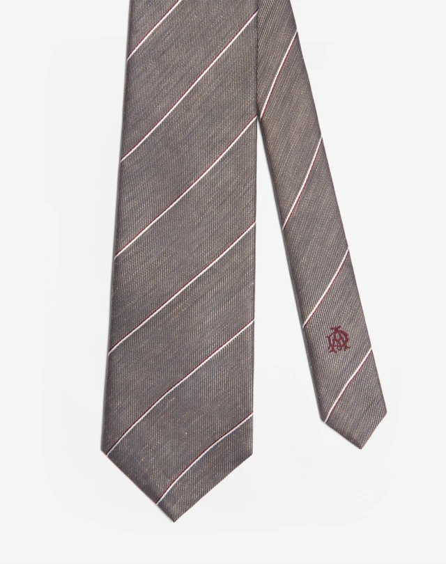 DUNHILL Silk Linen Stripe Woven Tie Tie Man f