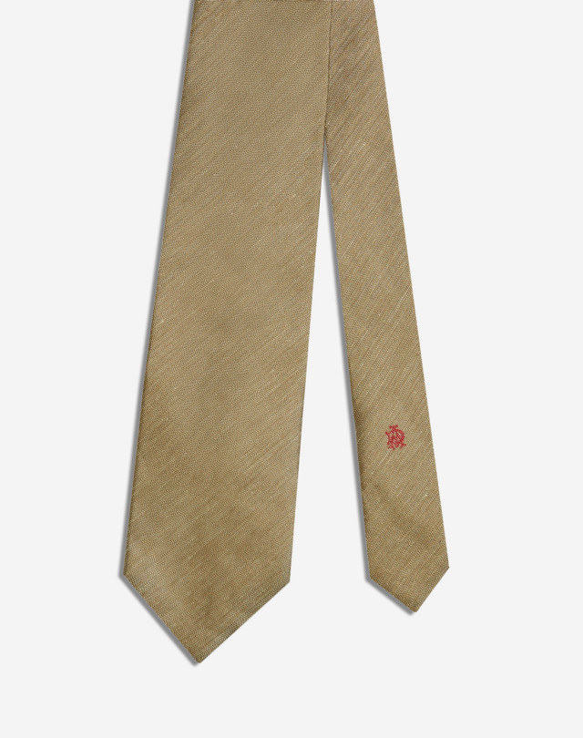 DUNHILL Silk Linen Herringbone Woven Tie Tie Man f