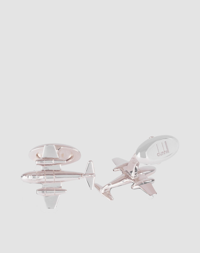 Cufflinks are shown in silver