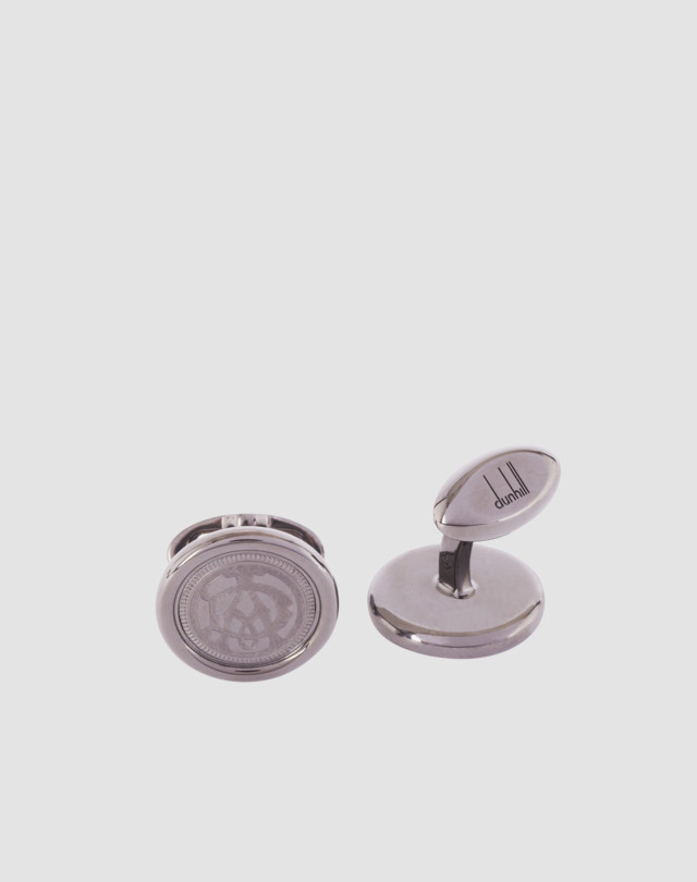 Cufflinks are shown in silver finish