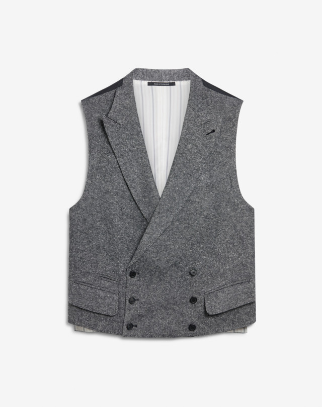 DUNHILL Wool Silk Flax Cashmere Donegal Double Breasted Waistcoat WAISTCOATS Man f