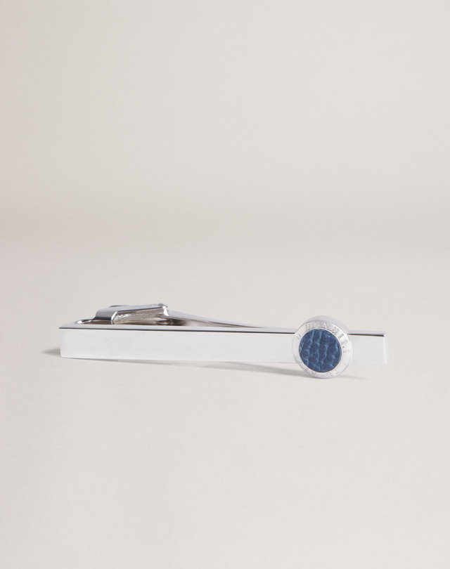 DUNHILL Coin Leather Insert Silver Tiebar TIEBARS Man f
