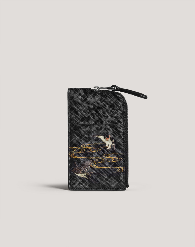 DUNHILL SIGNATURE SPRING SWALLOWS ZIP CARD CASE DUNHILL CARD CASES Man DUNHILL SIGNATURE SPRING SWALLOWS ZIP CARD CASE f