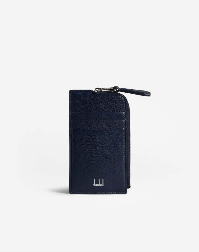 Men's Navy Duke Fine Leather Zip Card Case | dunhill US Online